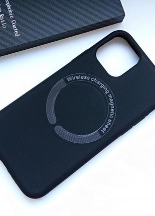 Чехол для iphone 11 pro силиконовый плотный с микрофиброй soft черный3 фото