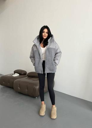 Зимняя теплая курточка оверсайз, средней длины7 фото