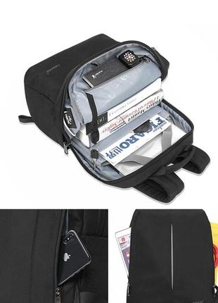 Рюкзак міський tigernu t-b3892 для ноутбука 15.6" з usb  об'єм 20л. чорний2 фото