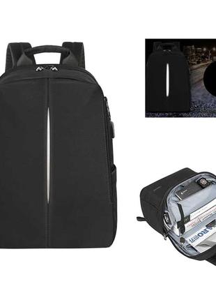 Рюкзак міський tigernu t-b3892 для ноутбука 15.6" з usb  об'єм 20л. чорний5 фото