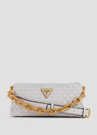 Сумка lisbet woven mini zip-top crossbody guess wa877472/14436948 белая1 фото