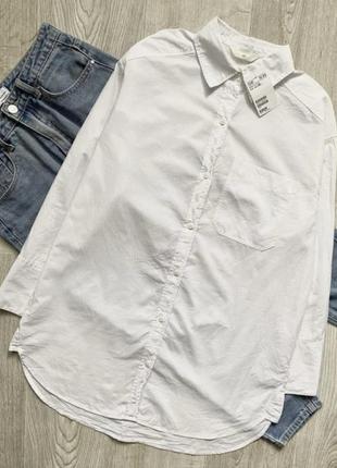 L-xl удлиненная белоснежная рубашка h&amp;m. новая коллекция.4 фото