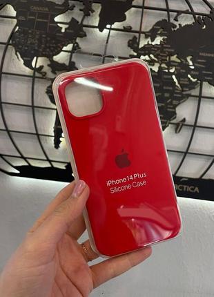 Чохол silicone case з мікрофіброю для iphone 14 plus,якісний чохол-накладка для айфон 14 плюс (колір червоний)