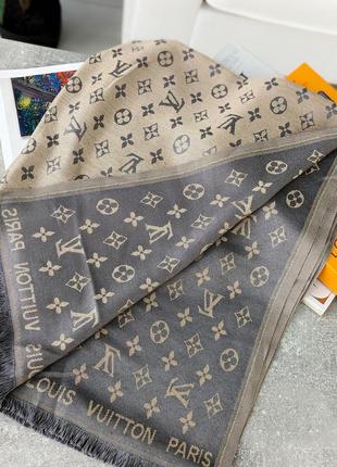 Палантин шарф, хустка louis vuitton луи виттон серо-золотой