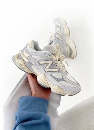Стильные женские кроссовки new balance 9060 grey beige серые с бежевым
