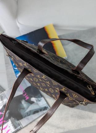 Сумка жіноча louis vuitton коричневий + коричневі ручки шопер луї віттон3 фото