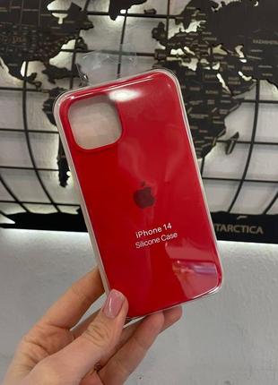 Чехол-накладка silicone case с микрофиброй для iphone 14, чехол-бампер для айфон 14 (цвет: красный)