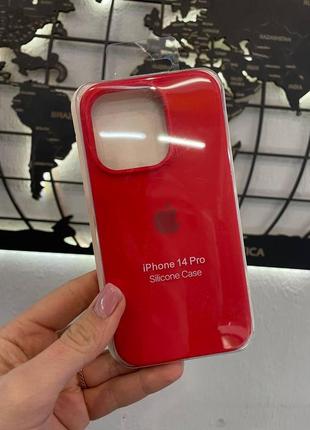 Чехол-накладка silicone case с микрофиброй для iphone 14 pro,чехол с микрофиброй для айфон 14 про(красный)