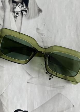 Сонцезахисні окуляри жіночіі в широкій оправі зелений (14551)