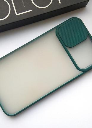 Стильный чехол для iphone 12 pro max силиконовый со шторкой для камеры и зеленой рамкой4 фото