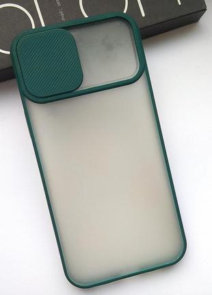Стильный чехол для iphone 12 pro max силиконовый со шторкой для камеры и зеленой рамкой3 фото
