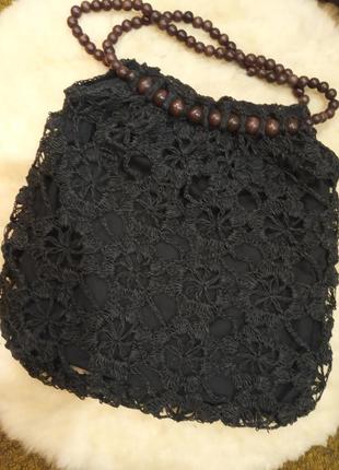 Ажурная плетеная сумка из натуральной рафии