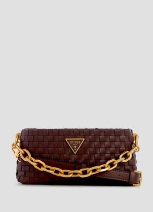 Сумка lisbet woven mini zip-top crossbody guess wa877472/14436950 коричневая