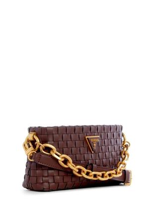 Сумка lisbet woven mini zip-top crossbody guess wa877472/14436950 коричневая2 фото