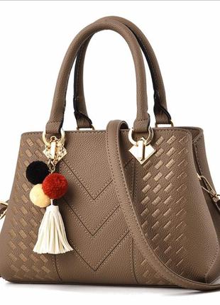 Шикарная модная женская сумка высококачественная эко кожа белый в комплекте 2 ремня