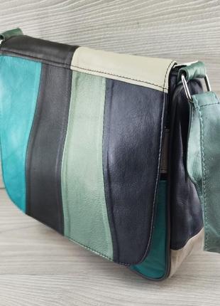Элегантная стильная сумка из натуральной кожи с улучшенным качеством и комбинированным дизайном для женщин3 фото