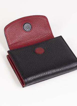 Кожаный женский кошелек karya 1206-45 черный с красным турция5 фото