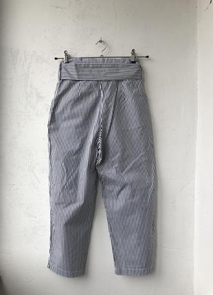 Укороченные брюки / штани в полоску zara з високою посадкою - xs5 фото