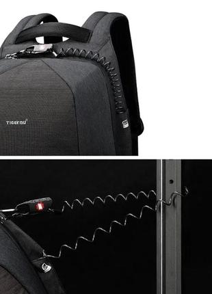 Рюкзак міський tigernu t-b3361 для ноутбука 15.6" з usb об'єм 20л. (з вбудованим замком) сірий9 фото