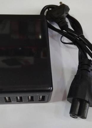 Сзу адаптер 220v 5usb + кабель питания (микки маус)