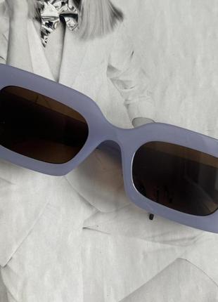 Солнцезащитные очки женские в широкой оправе голубой (14551)