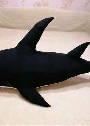М'яка іграшка акула ikea 100см, плюшева іграшка-подушка блохей, чорний2 фото