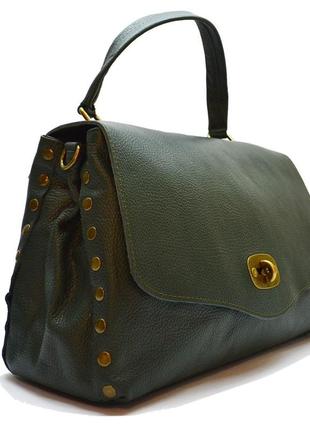 Жіноча шкіряна сумка italian fabric bags 2132 d.green2 фото