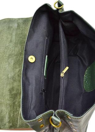 Жіноча шкіряна сумка italian fabric bags 2132 d.green4 фото