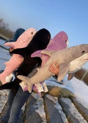 М'яка іграшка акула ikea 100см, плюшева іграшка-подушка блохей, фіолетова5 фото