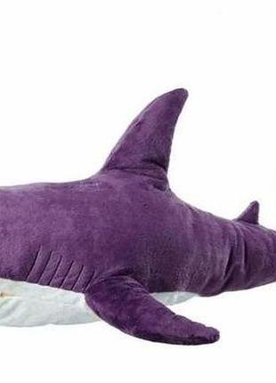 М'яка іграшка акула ikea 100см, плюшева іграшка-подушка блохей, фіолетова4 фото