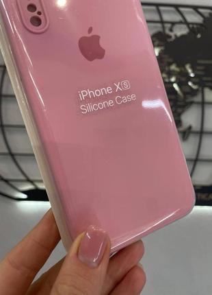 Чохол з квадратними бортами silicone case для iphone x/iphone xs,чохол-накладка з мікрофіброю для айфон х/хс3 фото