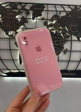 Чехол с квадратными бортами silicone case для iphone x/iphone xs,чехол-накладка с микрофиброй для айфон х/хс