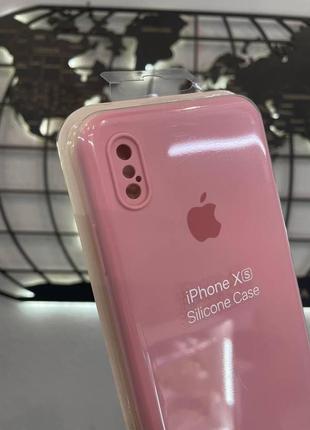 Чохол з квадратними бортами silicone case для iphone x/iphone xs,чохол-накладка з мікрофіброю для айфон х/хс2 фото