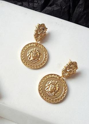 Серьги львы в стиле версаче versace - модная бижутерия тренд!4 фото