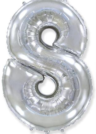 Повітряна кулька цифра 8 срібло, 40" (102 см) flexmetal 2298