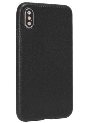 Tpu slim leather case — iphone x ; xs — black