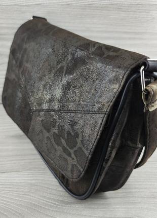 Оригинальная женская сумка кросс-боди, коричневая натуральная кожа, с регулируемым плечевым ремнем3 фото