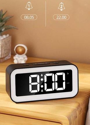 Настольные электронные часы с будильником usb с led подсветкой стильные прямоугольные часы3 фото