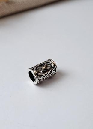 Серебряная подвеска оберег амулет руна гебо черненое серебро 925 арт.89901ч 2.60г1 фото