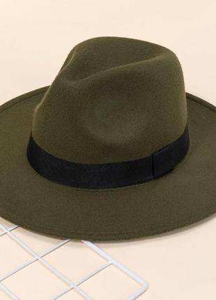 Капелюх федора зі стрічкою хакі