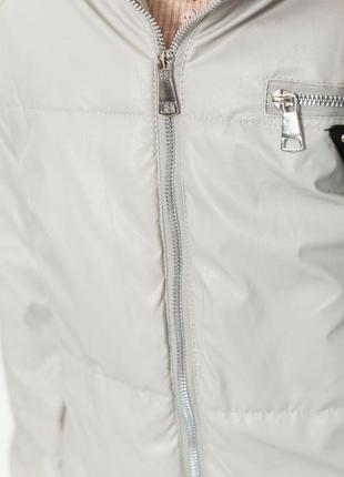Куртка женская из мягкой экокожи, цвет светло-серый, 186r0955 фото