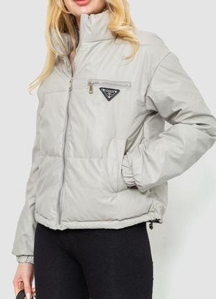 Куртка женская из мягкой экокожи, цвет светло-серый, 186r0953 фото
