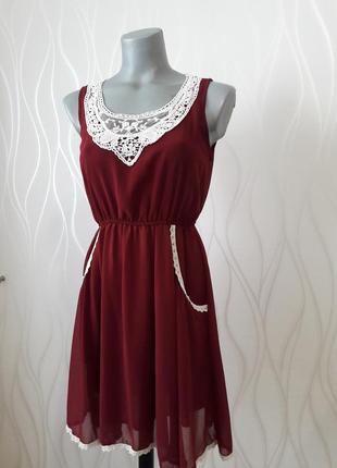 Изумительно красивое, нарядное бордовое на подкладке платье. ткань- шифон. waschbar