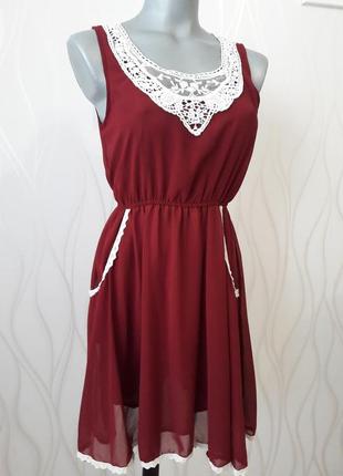 Изумительно красивое, нарядное бордовое на подкладке платье. ткань- шифон. waschbar3 фото