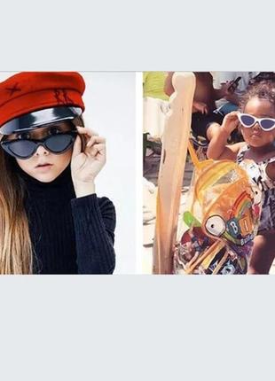 Детские солнцезащитные очки лисички / кошачий глаз черные