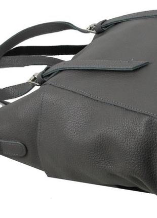 Жіноча шкіряна сумка на двох ручках borsacomoda сіра6 фото