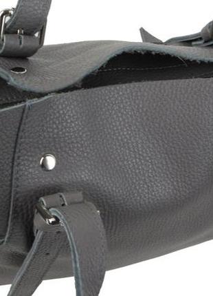Жіноча шкіряна сумка на двох ручках borsacomoda сіра7 фото