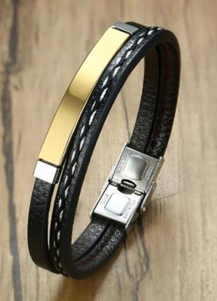 Наручный браслет из экл кожи casco черный