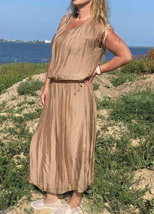 Шикарное натуральное платье летнее нарядное шелк и трикотаж италия3 фото