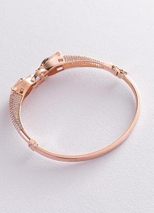 Жесткий золотой браслет "пантеры" (фианиты) б04772